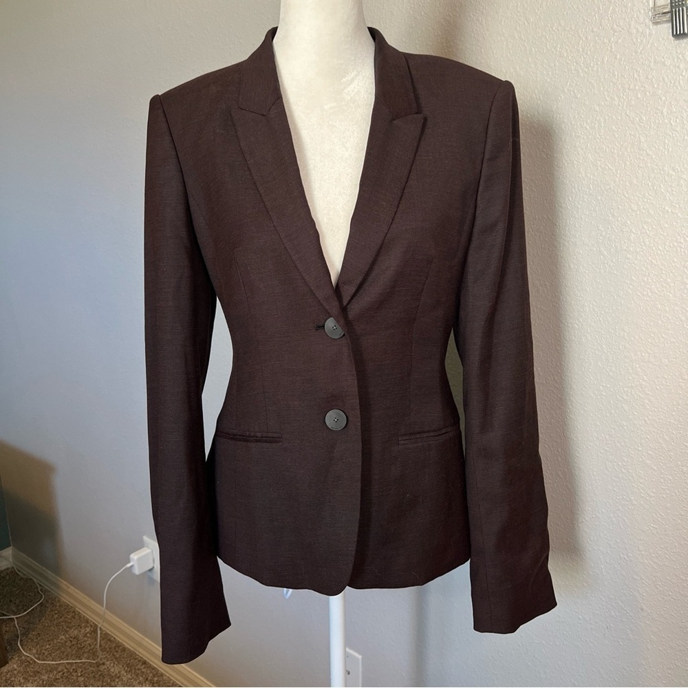 Boss Hugo Boss Jannami Virgin Wool Burgundy/Black Blazer Size 4